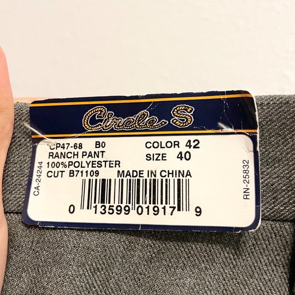 Circle S NWT Men's Vintage 80s Gray Pleated Western Dress Ranch Pants Size 40 - Picture 10 of 10